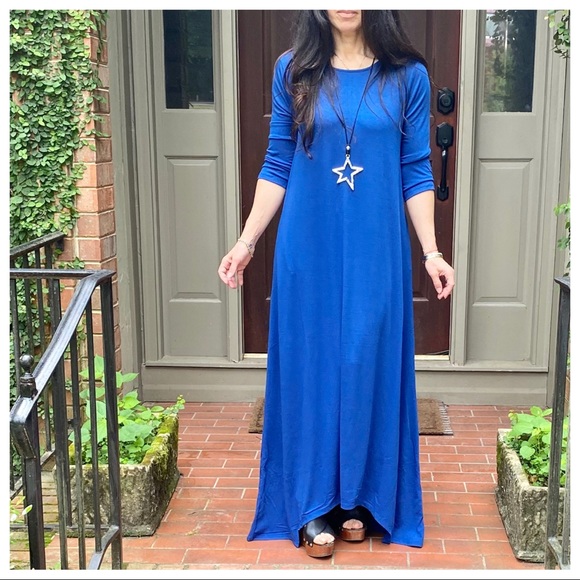SAPPHIRE BLUE SIDE POCKETS MAXI DRESS - Picture 12 of 16